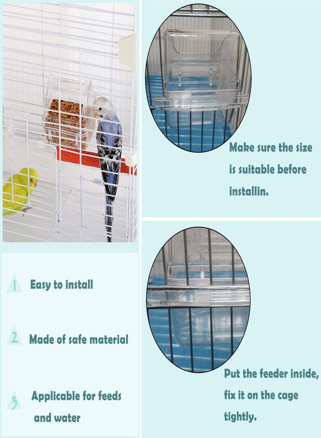 IBWell 2 Pack Clear Water Bowl and Food Container - Bird Cage Feeder With Perch for Parakeets - No Mess Design - Image 3